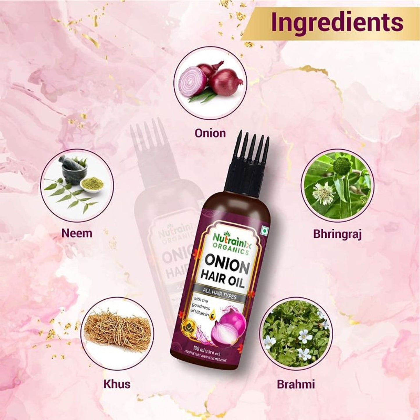 Nutrainix Organics Onion Hair Oil Nourishes Your Scalp- Stronger And Thicker Hair Growth