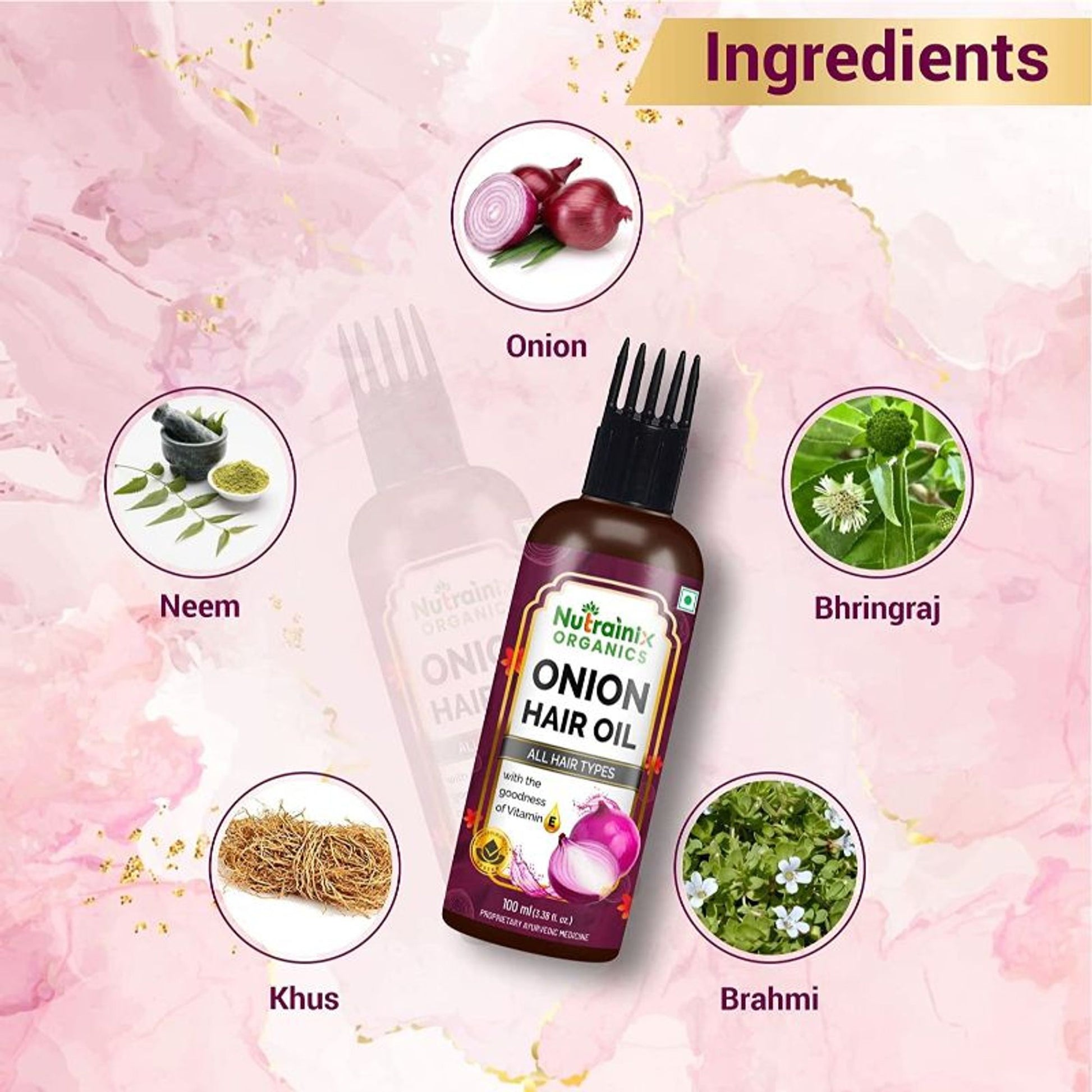 Nutrainix Organics Onion Hair Oil Nourishes Your Scalp- Stronger And Thicker Hair Growth