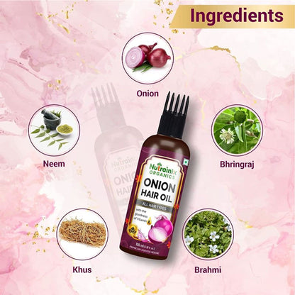 Nutrainix Organics Onion Hair Oil Nourishes Your Scalp- Stronger And Thicker Hair Growth