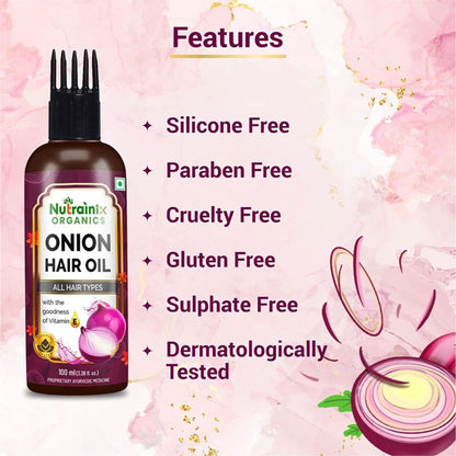 Nutrainix Organics Onion Hair Oil Nourishes Your Scalp- Stronger And Thicker Hair Growth