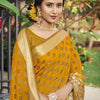 Dhiyona GR Women's Yashomati Medallion Yellow Zari Woven Design Chanderi Cotton Saree
