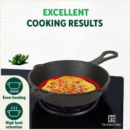 The Indus Valley CASTrong Cast Iron Cookware Set: Tawa+ Kadai+ Fry Pan, Kitchen Set for Home, Pre-seasoned, 100% Pure, Toxin-free, Tadka Pan
