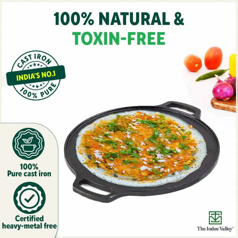 The Indus Valley CASTrong Cast Iron Cookware Set: Tawa+ Kadai+ Fry Pan, Kitchen Set for Home, Pre-seasoned, 100% Pure, Toxin-free, Tadka Pan