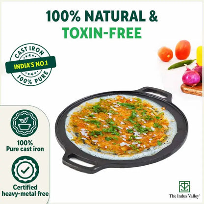 The Indus Valley CASTrong Cast Iron Cookware Set: Tawa+ Kadai+ Fry Pan, Kitchen Set for Home, Pre-seasoned, 100% Pure, Toxin-free, Tadka Pan
