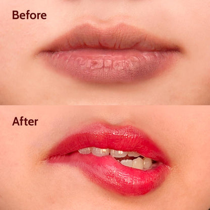 Chemist at Play Cherry tinted lip balm with SPF 50 PA++++ for dry, chapped, and pigmented lips, showing the tinted balm in a tube.