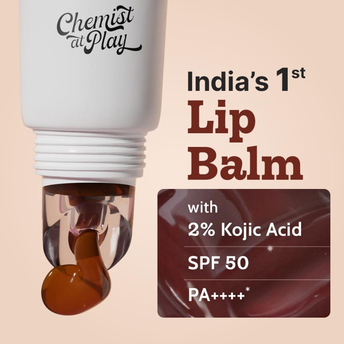 Chemist At Play Chocolate Tinted Lip Balm with SPF 50 PA++++ for Dry, Chapped & Pigmented Lip - Chocolate