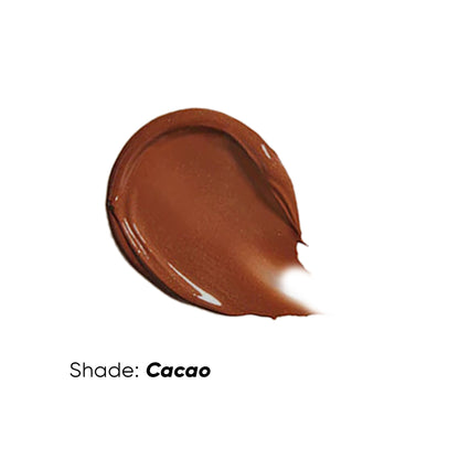 Flossy Cosmetics tinted lip balm with shea butter and jojoba oil in cacao, moisturizing and brightening dry lips.