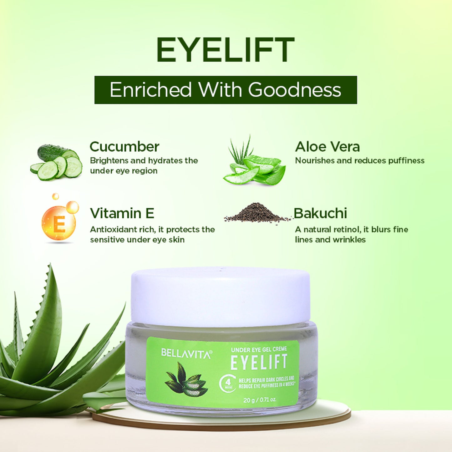 Bella Vita EyeLift Under Eye Cream Gel for Dark Circles
