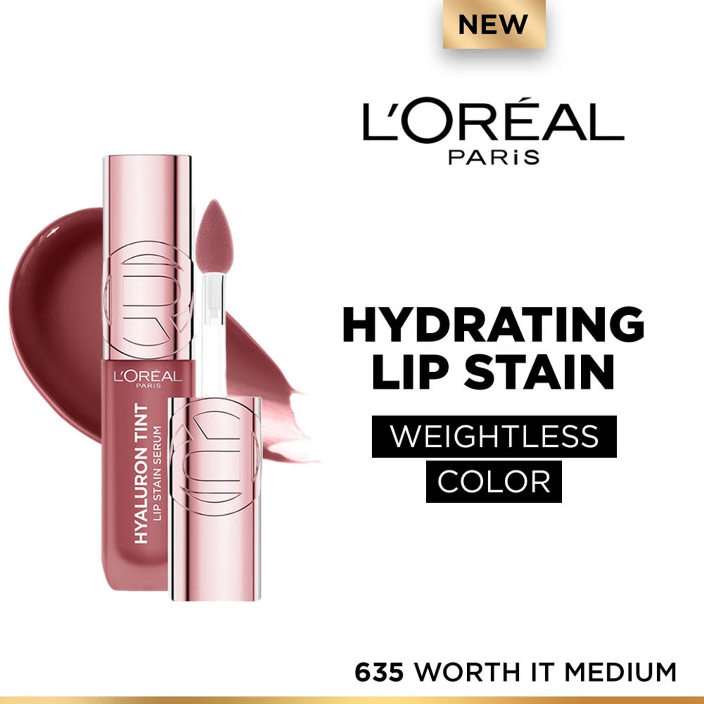 L'Oreal Paris Hyaluron Tint Lip Stain Serum Weightless Color - 635 Worth It Medium