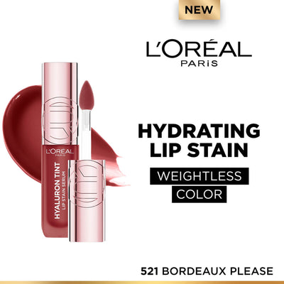 L'Oreal Paris Hyaluron Tint Lip Stain Serum Weightless Color - 521 Bordeaux Please