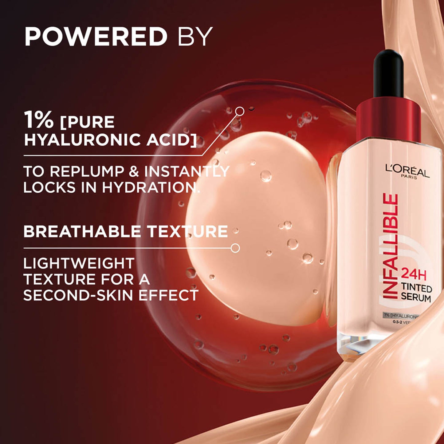L’Oreal Paris Infallible 24H Tinted Serum Foundation, Lightweight, Dewy & Radiant - Tan Deep