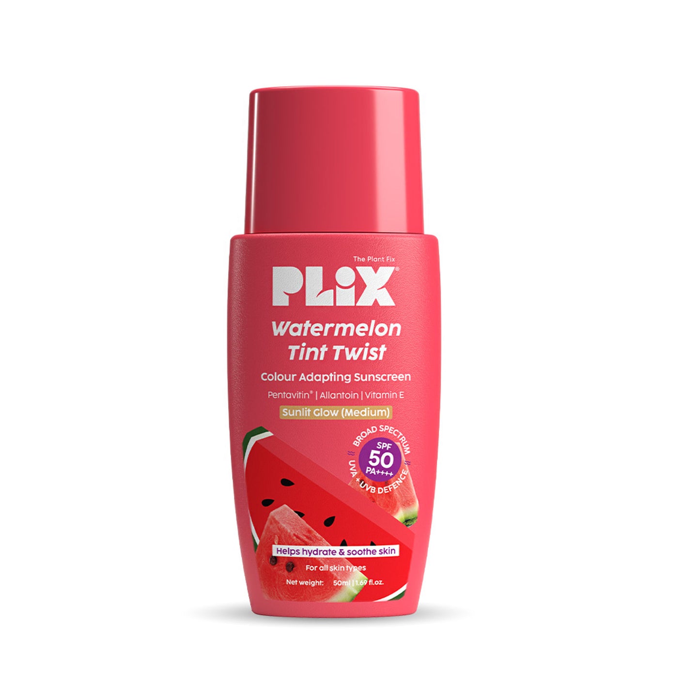 Plix Watermelon Tint Twist Color-Adapting Sunscreen - Sunlit Glow