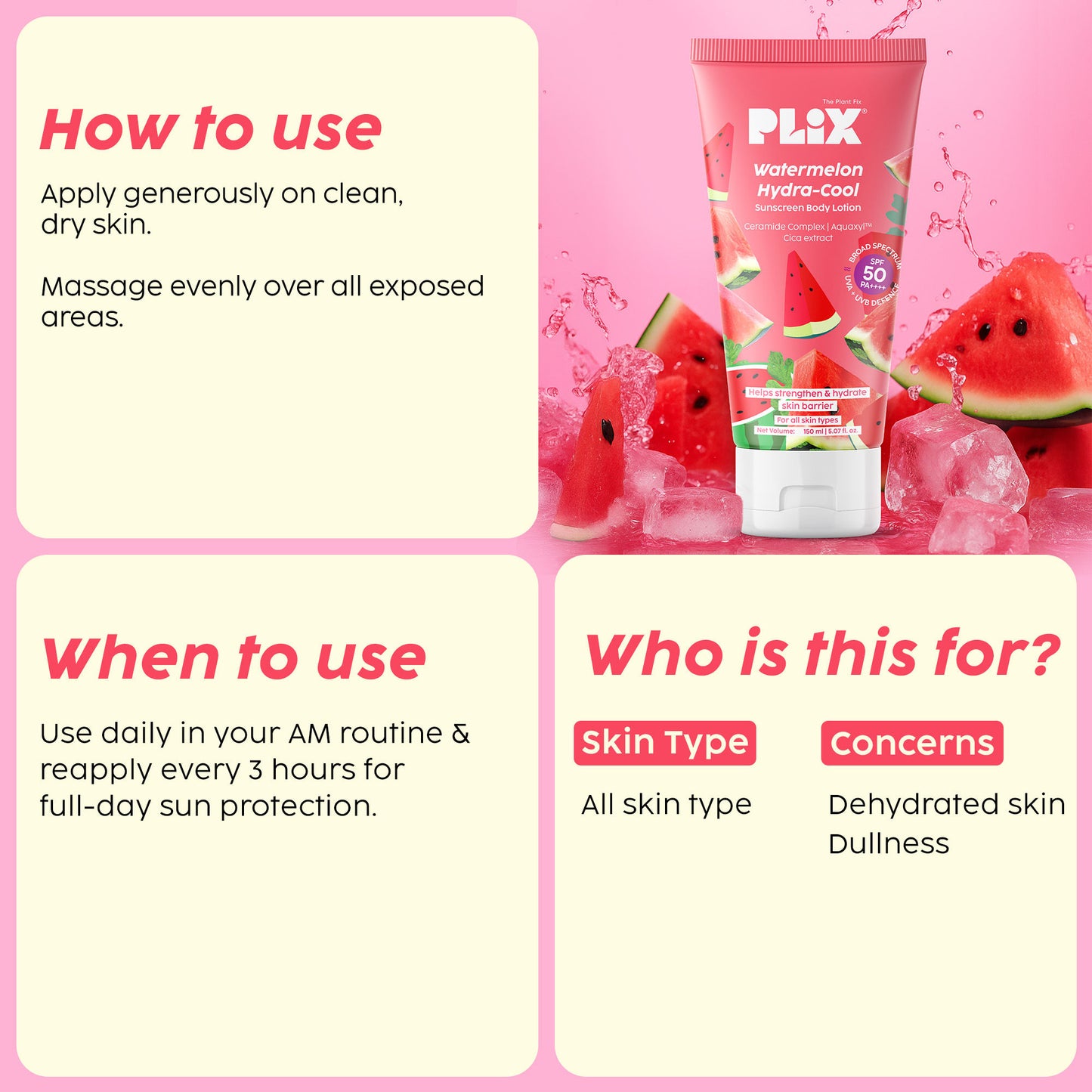 Plix Watermelon Hydra-Cool Sunscreen Body Lotion
