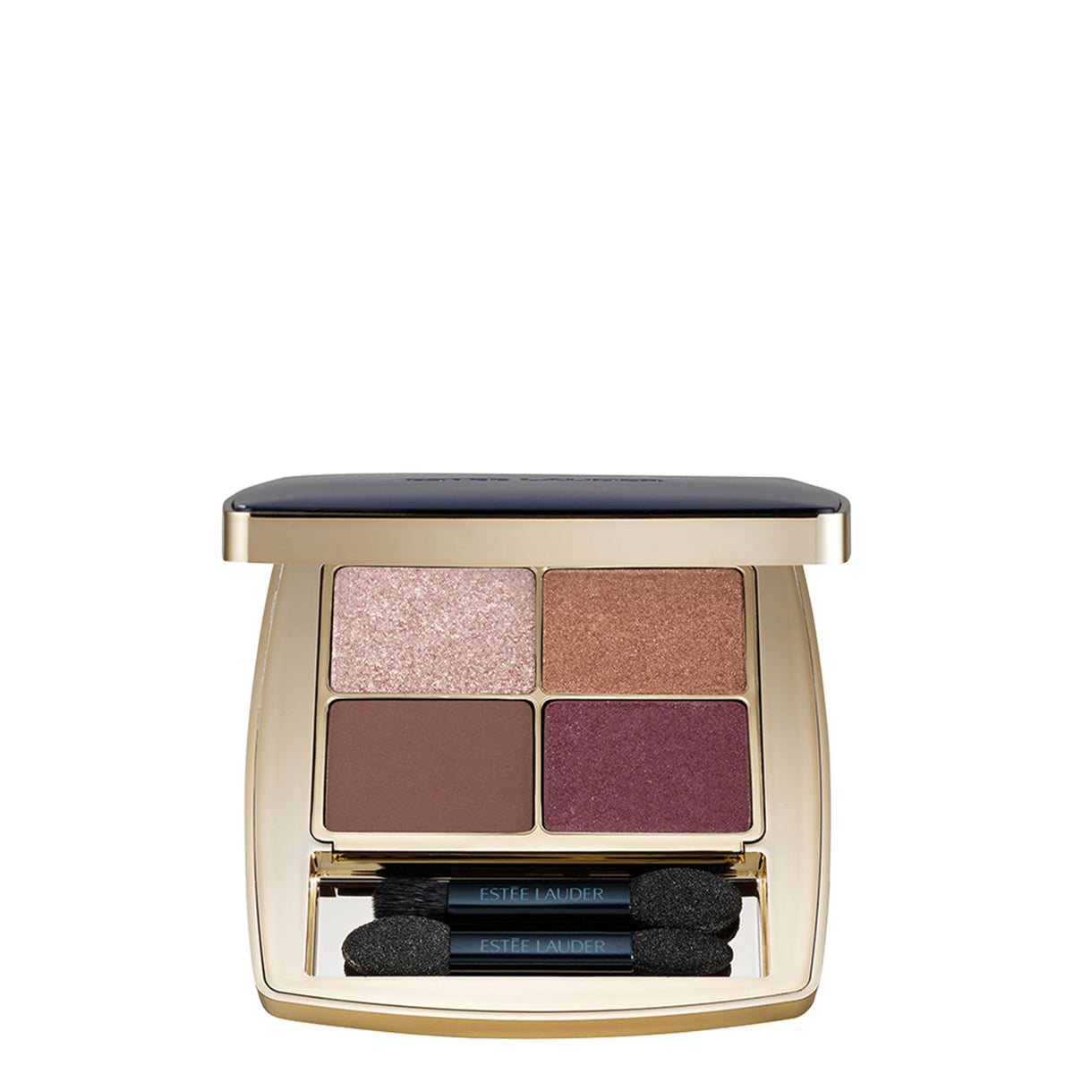 Estee Lauder Pure Color Envy Luxe Eyeshadow Quad Rebel Petals with four shimmering shades in sleek compact