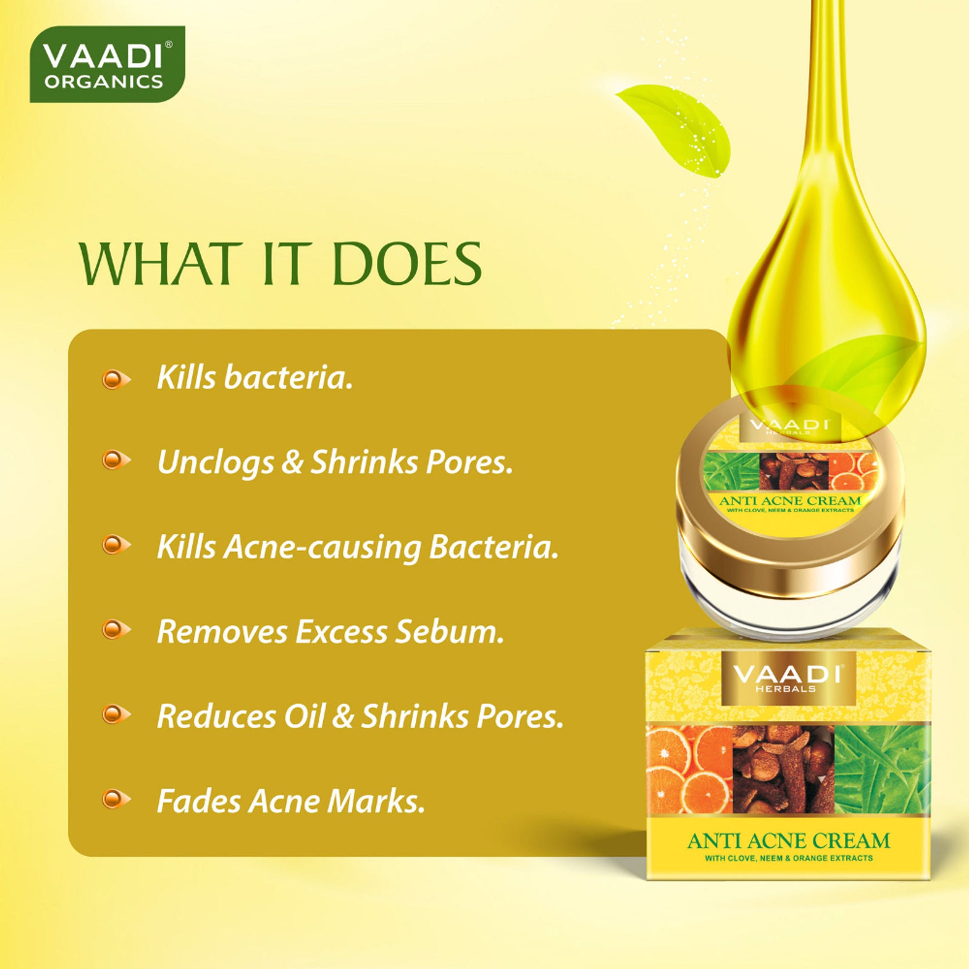 Vaadi Herbals Anti-Acne Cream - Clove Neem & Orange Extract