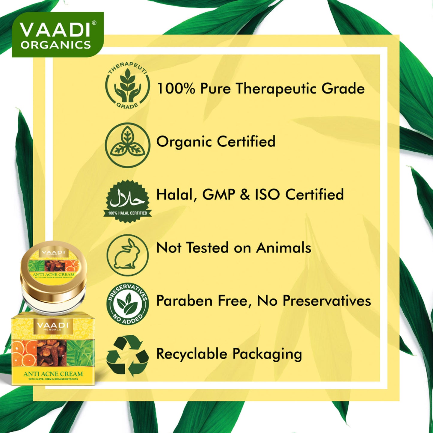 Vaadi Herbals Anti-Acne Cream - Clove Neem & Orange Extract