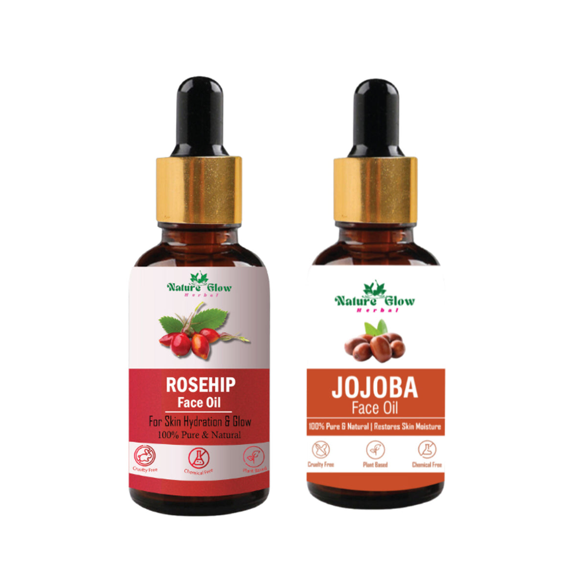Nature Glow Herbal Rosehip & Jojoba Facial Oil - Pack of 2