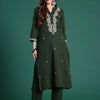 Dhiyona IE Floral Embroidered Thread Work Pure Cotton Kurta & Trousers