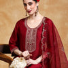 Dhiyona VA Women'sYoke Design Zari Round Neck Straight Kurta With Trousers & Dupatta