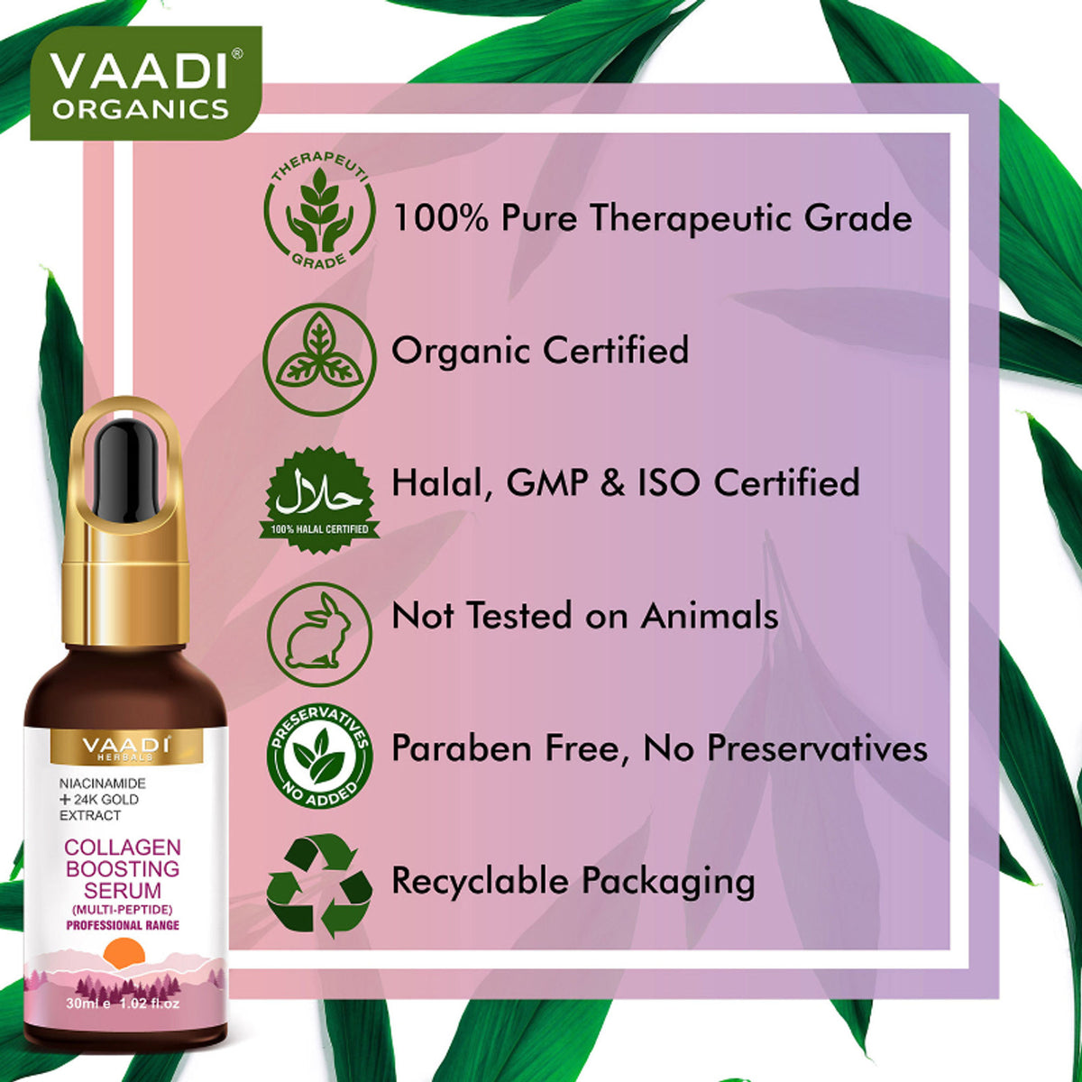 Vaadi Herbals Multipeptide And 24K Gold Extract Collagen Boosting Serum