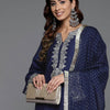 Indyancart VA Women's Ethnic Motifs Embroidered Kurta with Trousers & Dupatta