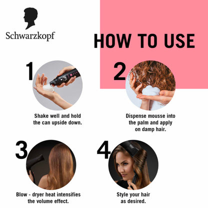 Schwarzkopf TAFT Power Hold 5 Hair Mousse To Controls Frizz, Lasts 24 Hours With No Stickiness