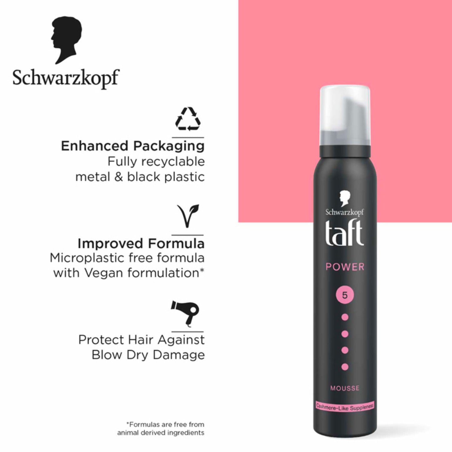 Schwarzkopf TAFT Power Hold 5 Hair Mousse To Controls Frizz, Lasts 24 Hours With No Stickiness