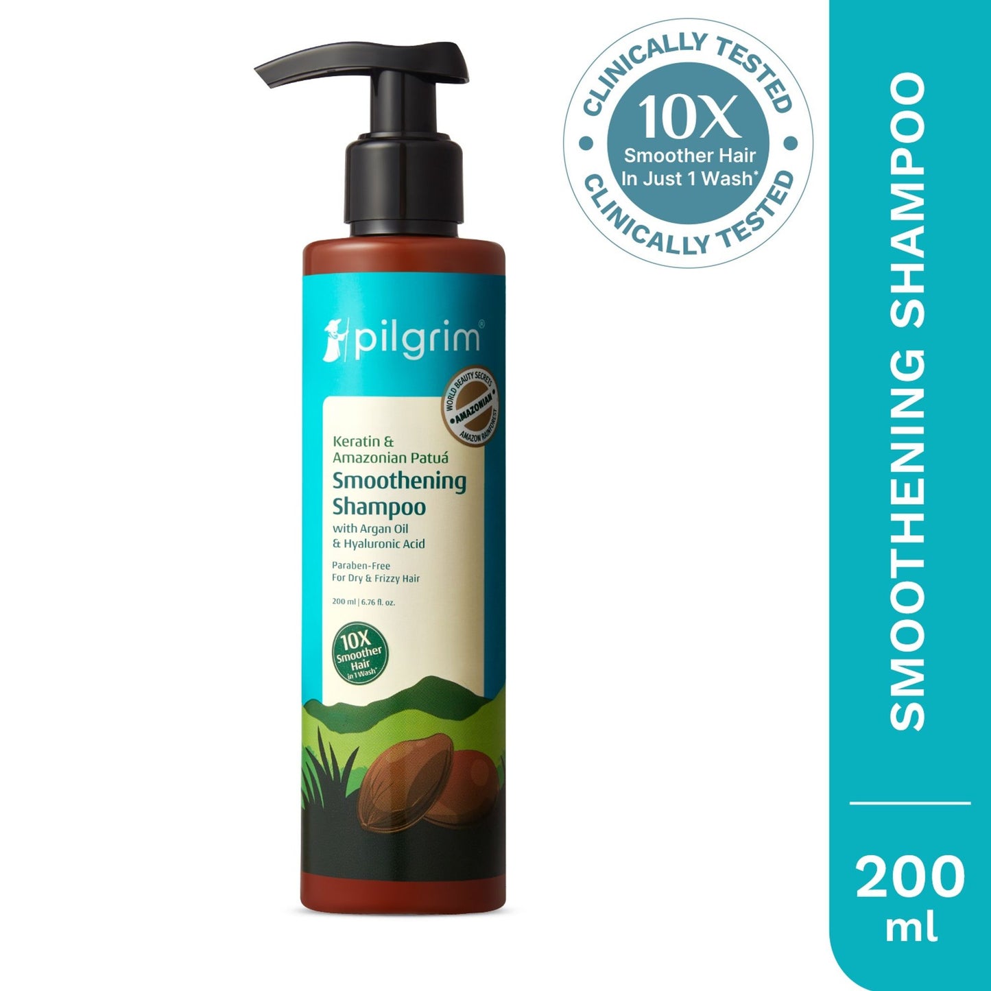 Pilgrim Keratin & Amazonian Patua 10X Smoothening Soften Shampoo For Dry & Frizzy Hair Paraben Free