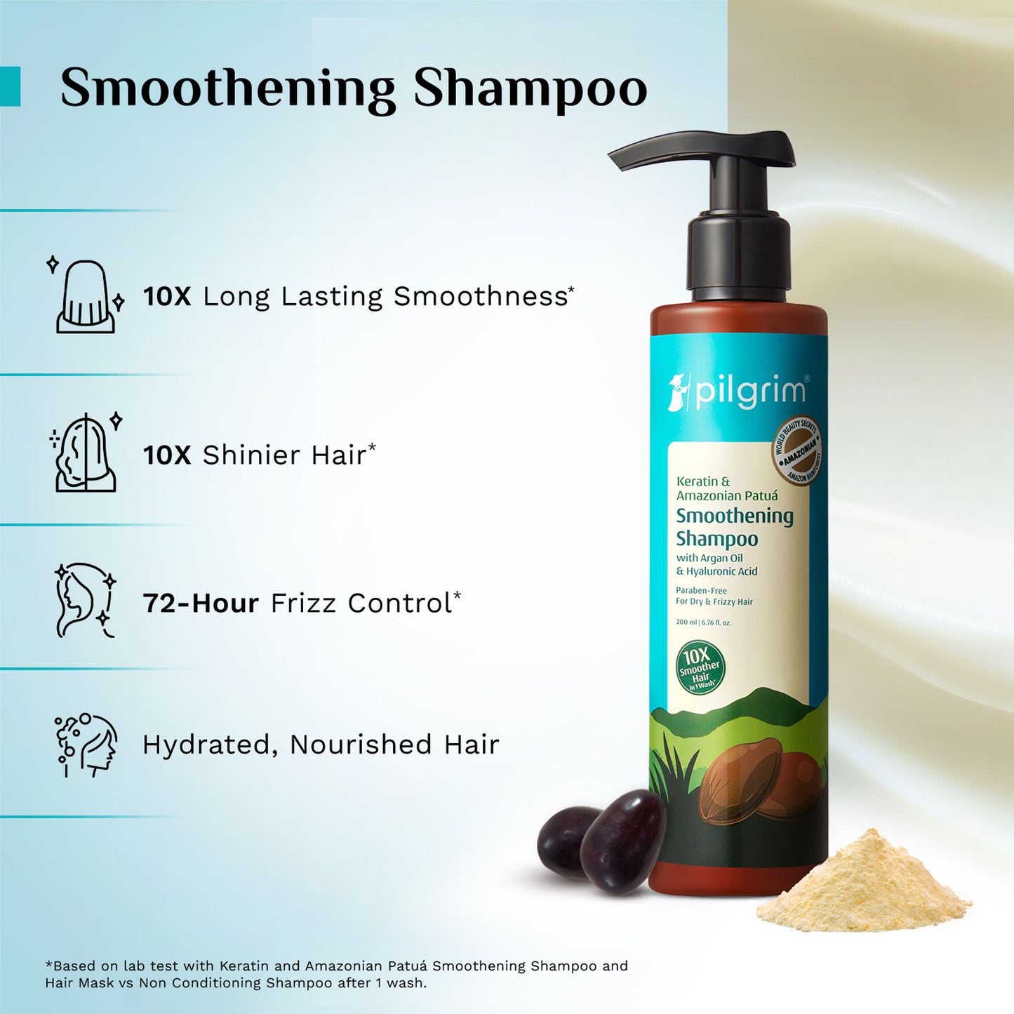 Pilgrim Keratin & Amazonian Patua 10X Smoothening Soften Shampoo For Dry & Frizzy Hair Paraben Free