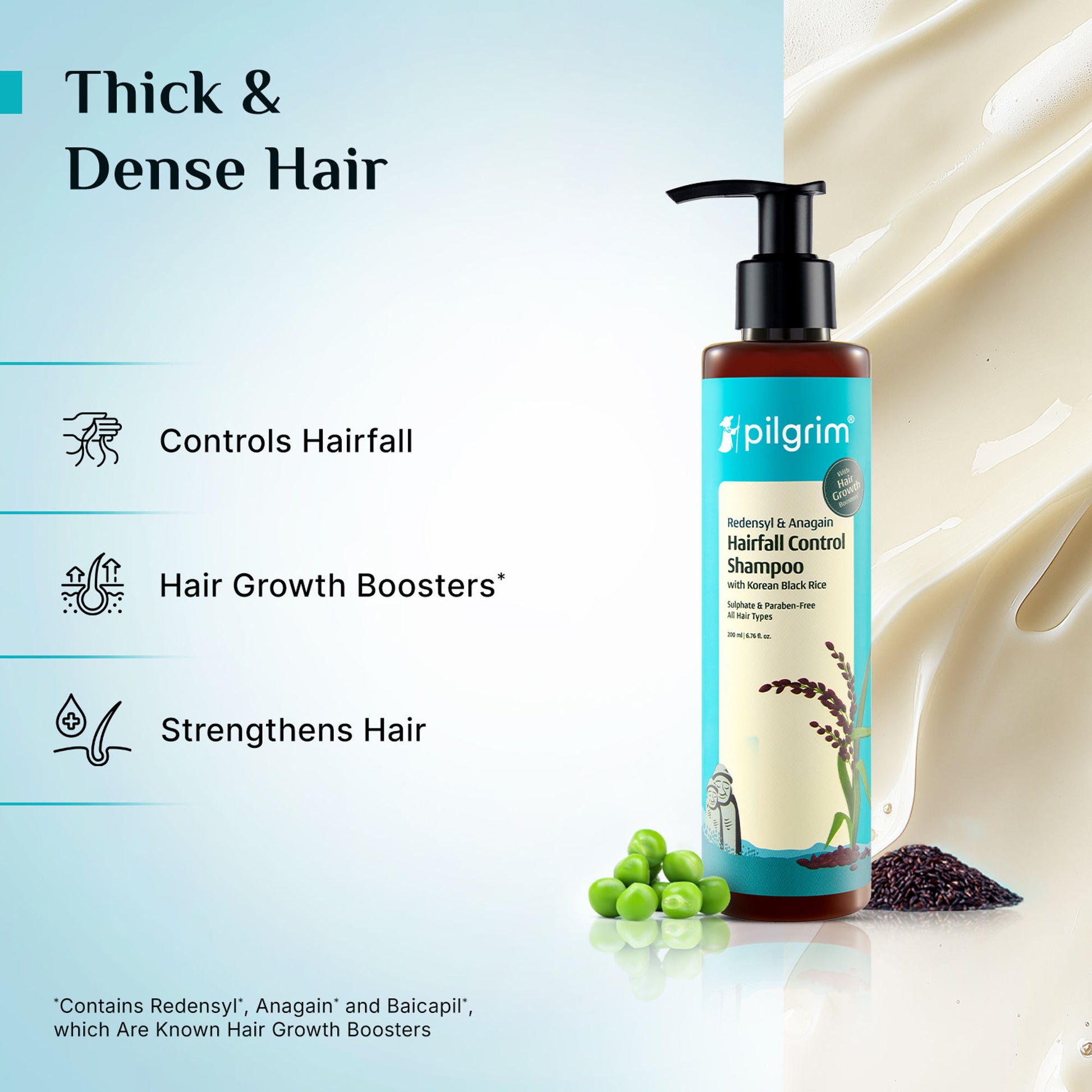 Pilgrim Redensyl & Anagain Hairfall Control Shampoo With Growth Boosters For Thick & Dense Hair