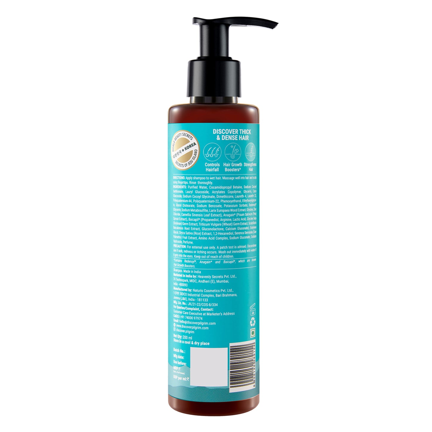 Pilgrim Redensyl & Anagain Hairfall Control Shampoo With Growth Boosters For Thick & Dense Hair