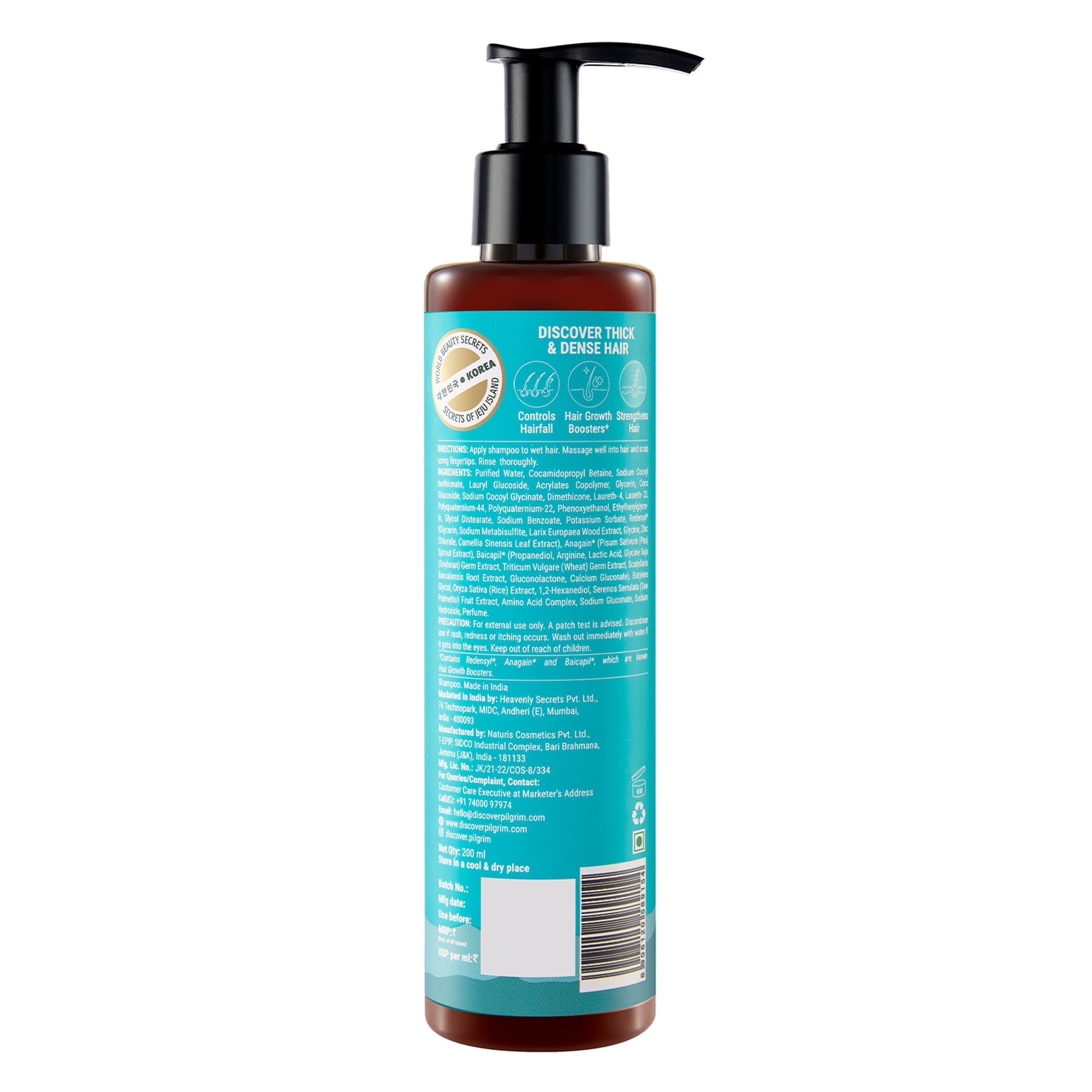 Pilgrim Redensyl & Anagain Hairfall Control Shampoo With Growth Boosters For Thick & Dense Hair