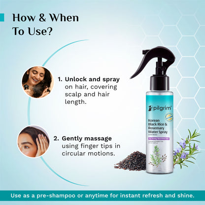 Pilgrim Korean Black Rice & Rosemary Water Spray With Biotin For Strong & Nourised Hair Growth