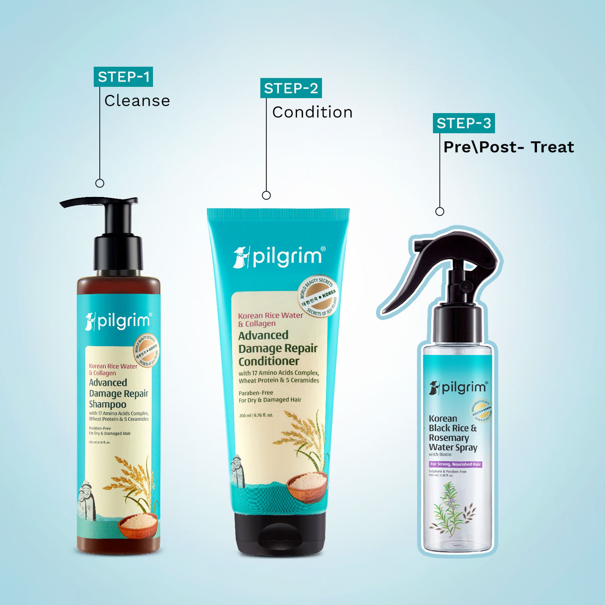 Pilgrim Korean Black Rice & Rosemary Water Spray With Biotin For Strong & Nourised Hair Growth