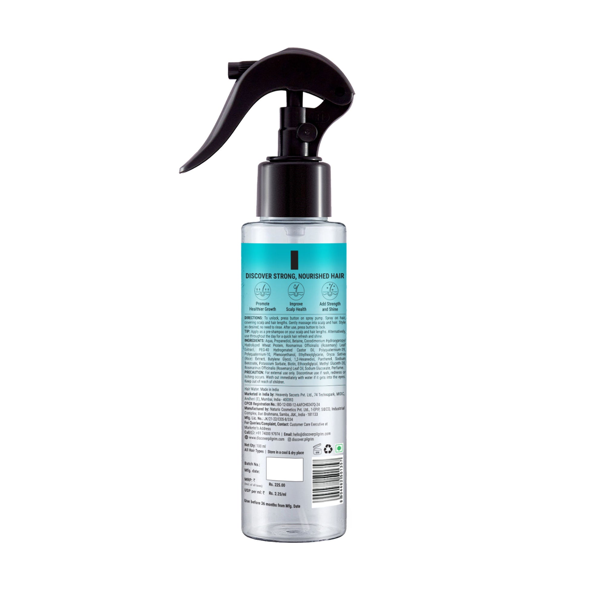 Pilgrim Korean Black Rice & Rosemary Water Spray With Biotin For Strong & Nourised Hair Growth