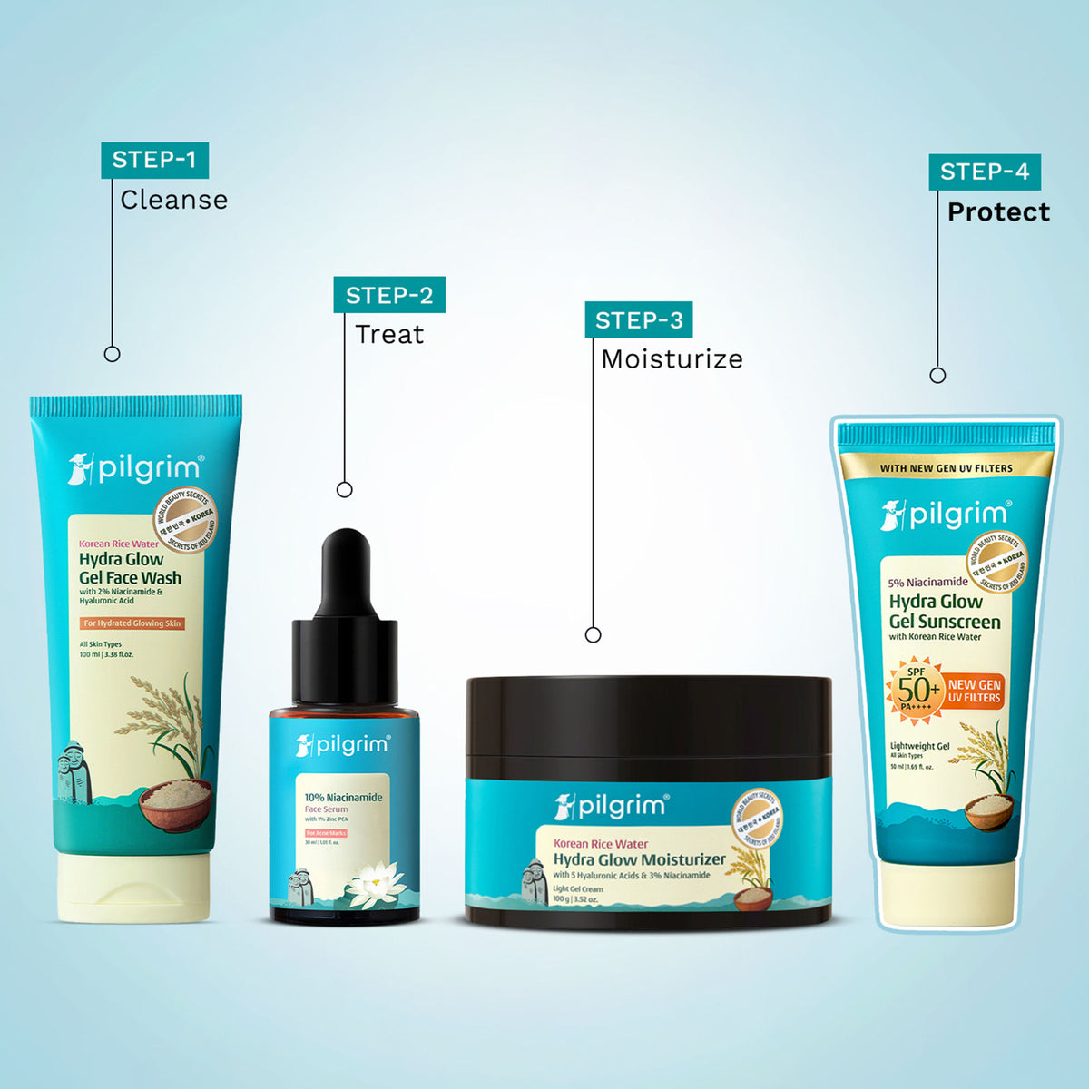 Pilgrim 5% Niacinamide Hydra Glow Gel Sunscreen SPF 50+ PA++++ In-Vivo tested & New Gen UV filter