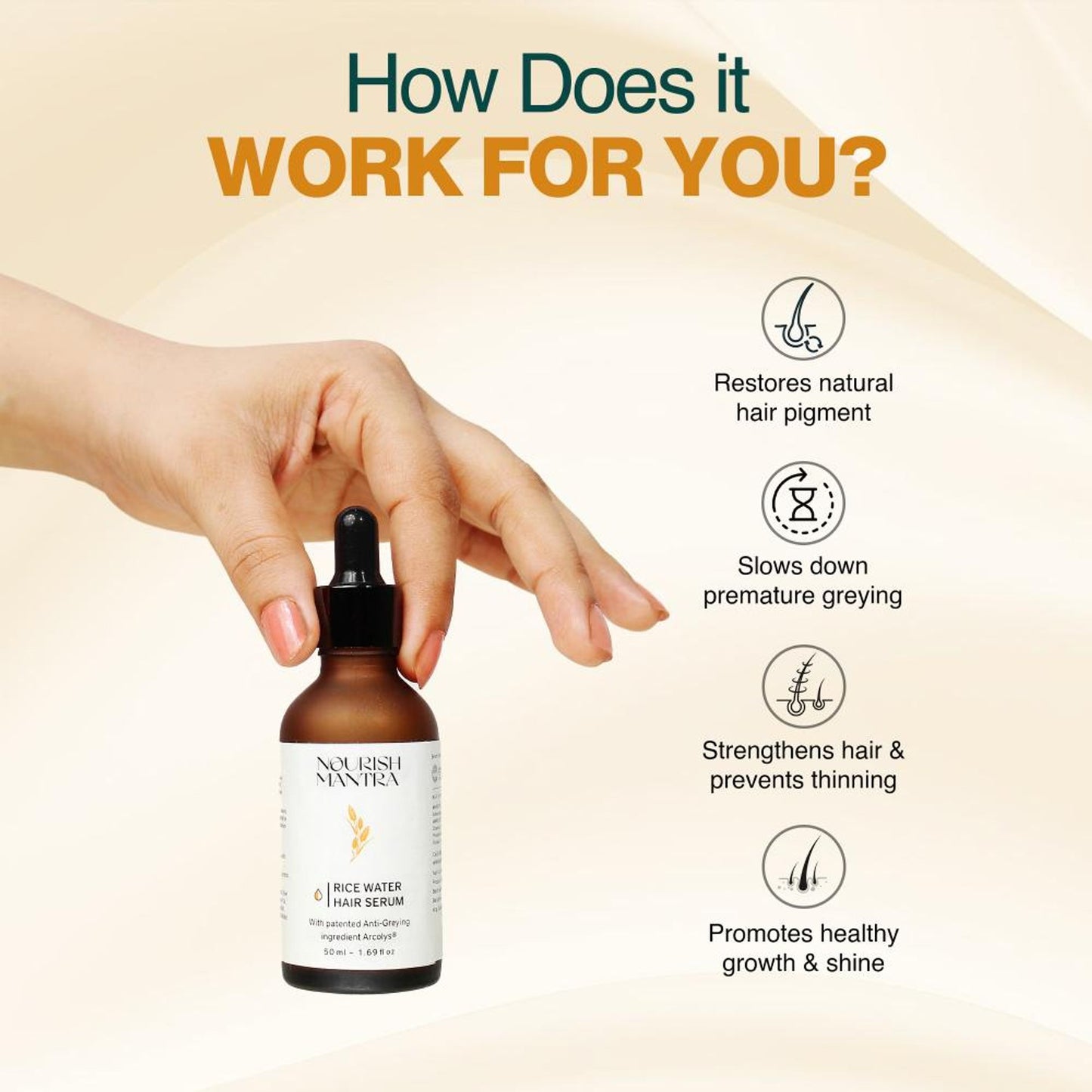 Nourish Mantra Anti-Greying Rice Water Serum to Stop Premature Hair Greying
