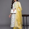 Indyancart VA Women'sFloral Printed Regular Thread Work Kurta With Trousers & Dupatta
