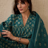 Dhiyona IE Women Floral Printed Empire Pure Cotton Kurta with Trousers & With Dupatta