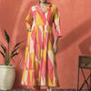 Indyancart SN Women's Colourblocked Shirt Collar A-Line Pure Cotton Kurta With Trousers