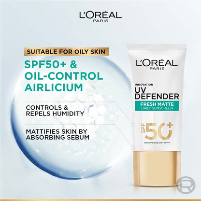 L'Oreal Paris UV Defender Serum Protector Sunscreen With SPF 50 PA+++ - Matte and Fresh