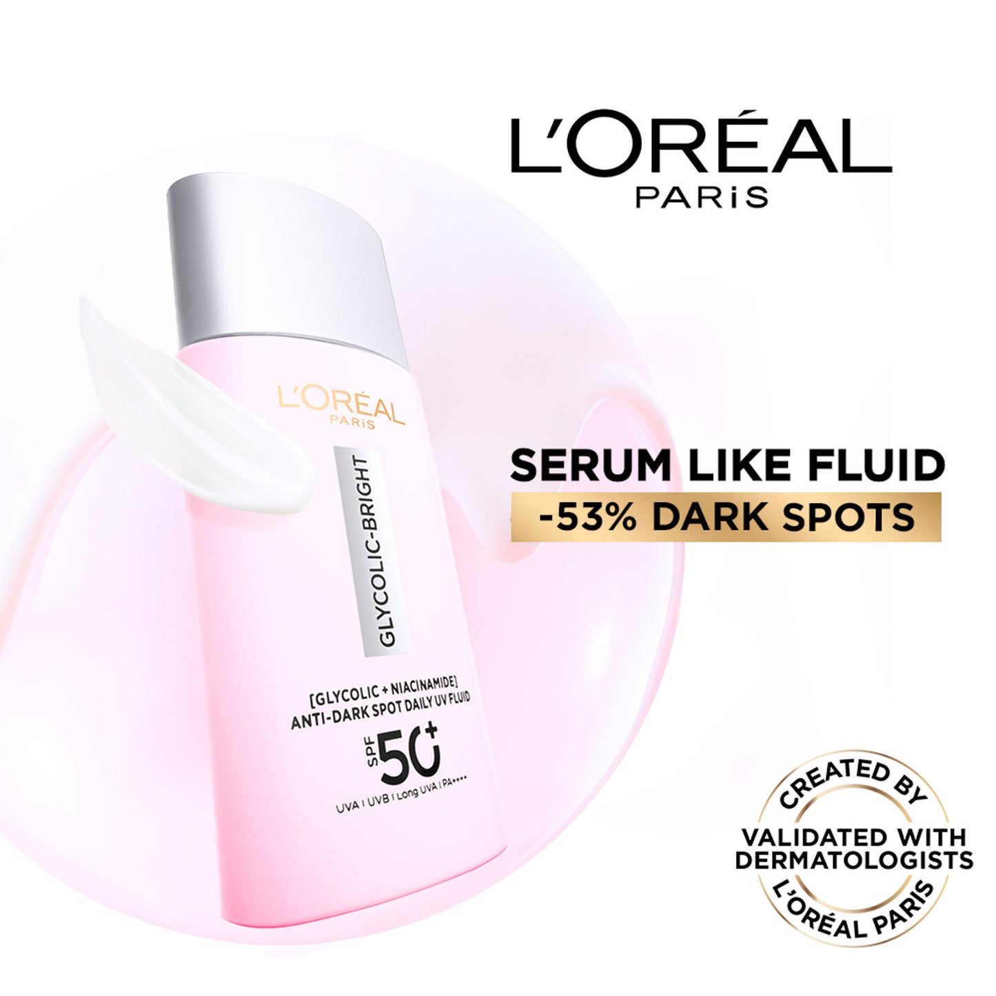 L'Oreal Paris Glycolic-Bright UV Fluid SPF 50+ PA++++ Anti-Dark Spot Fluid Sunscreen