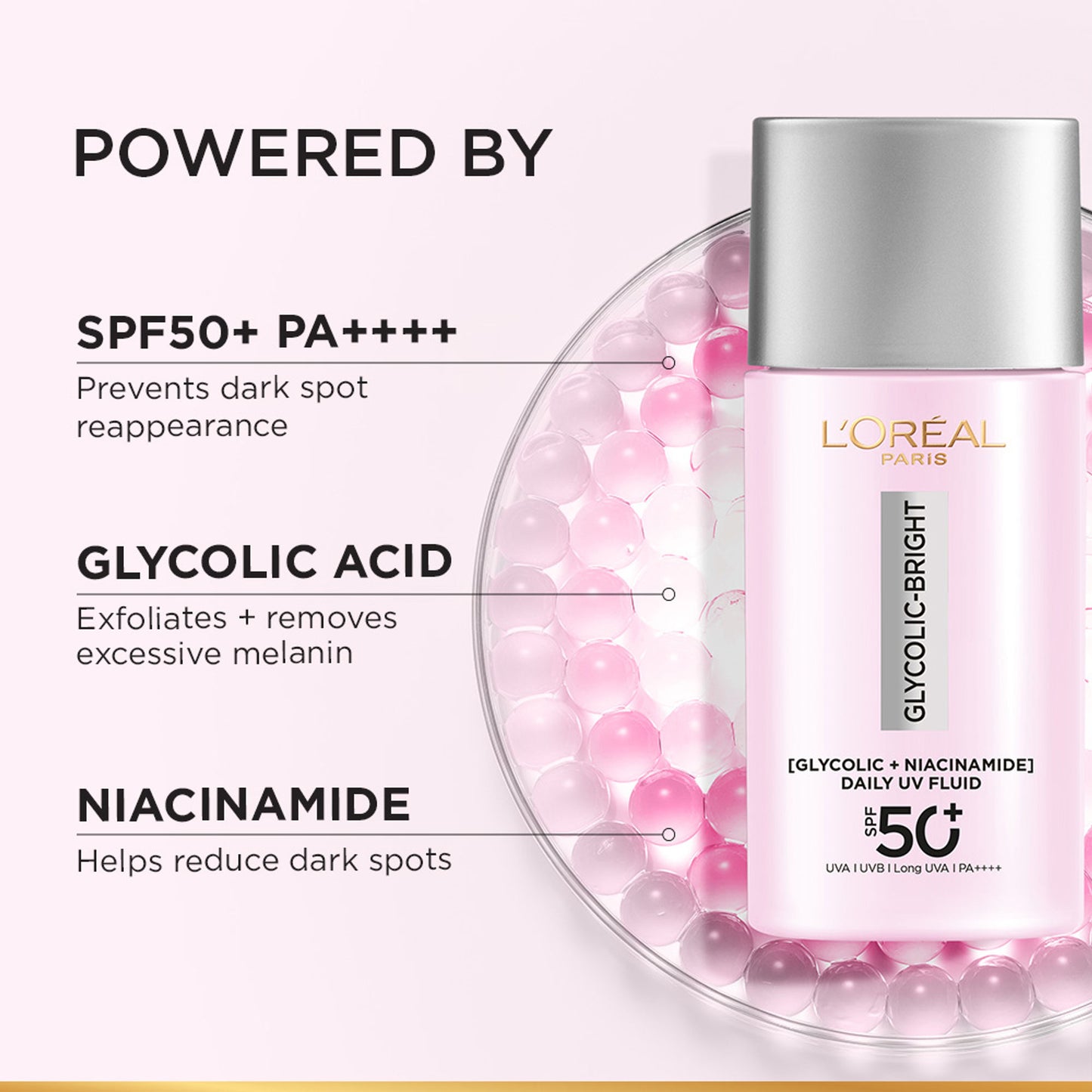 L'Oreal Paris Glycolic-Bright UV Fluid SPF 50+ PA++++ Anti-Dark Spot Fluid Sunscreen
