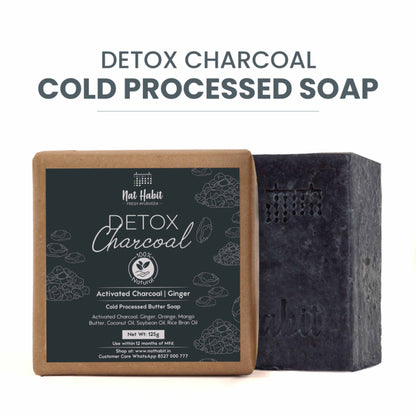 Nat Habit Cold Process Charcoal Detox Butter Bath Soap-Detoxification, De-Tan & Blackhead Handmade