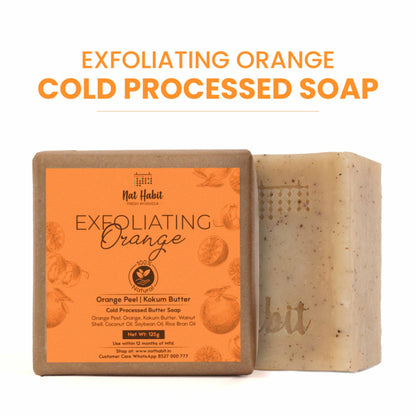Nat Habit Cold Process Vitamin C Orange Handmade Butter Soap for Exfoliation, Whitening & Dark Spots