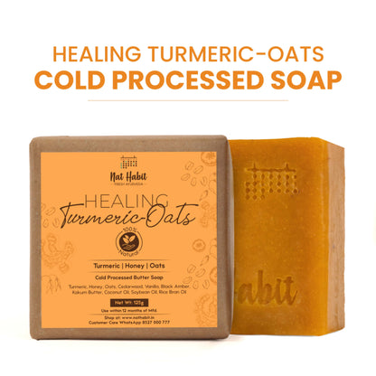 Nat Habit Cold Process Turmeric Butter Bath Soap - Exfoliation, Acne, Skin Brightening & Dark Spots