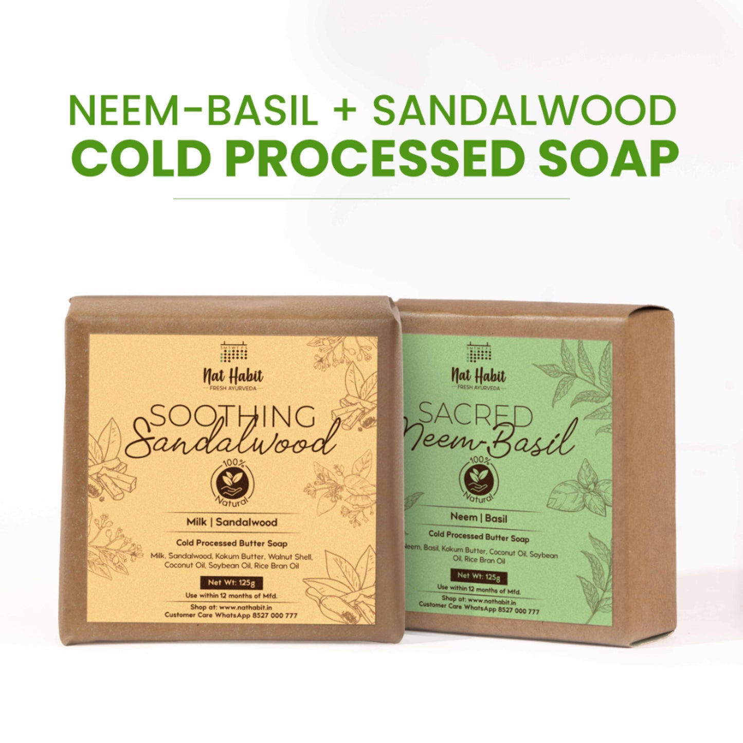 Nat Habit Fresh Brightening Sacred Neem Basil & Soothing Sandalwood Soaps