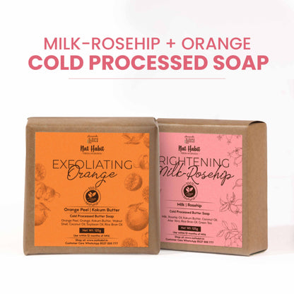 Nat Habit Setof Brightening Milk Rosehip & Exfoliating Orange Bath Soaps Combo
