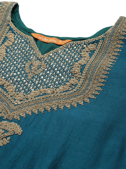 Indyancart IE Women Embroidered Regular Kurta with Trousers & Dupatta