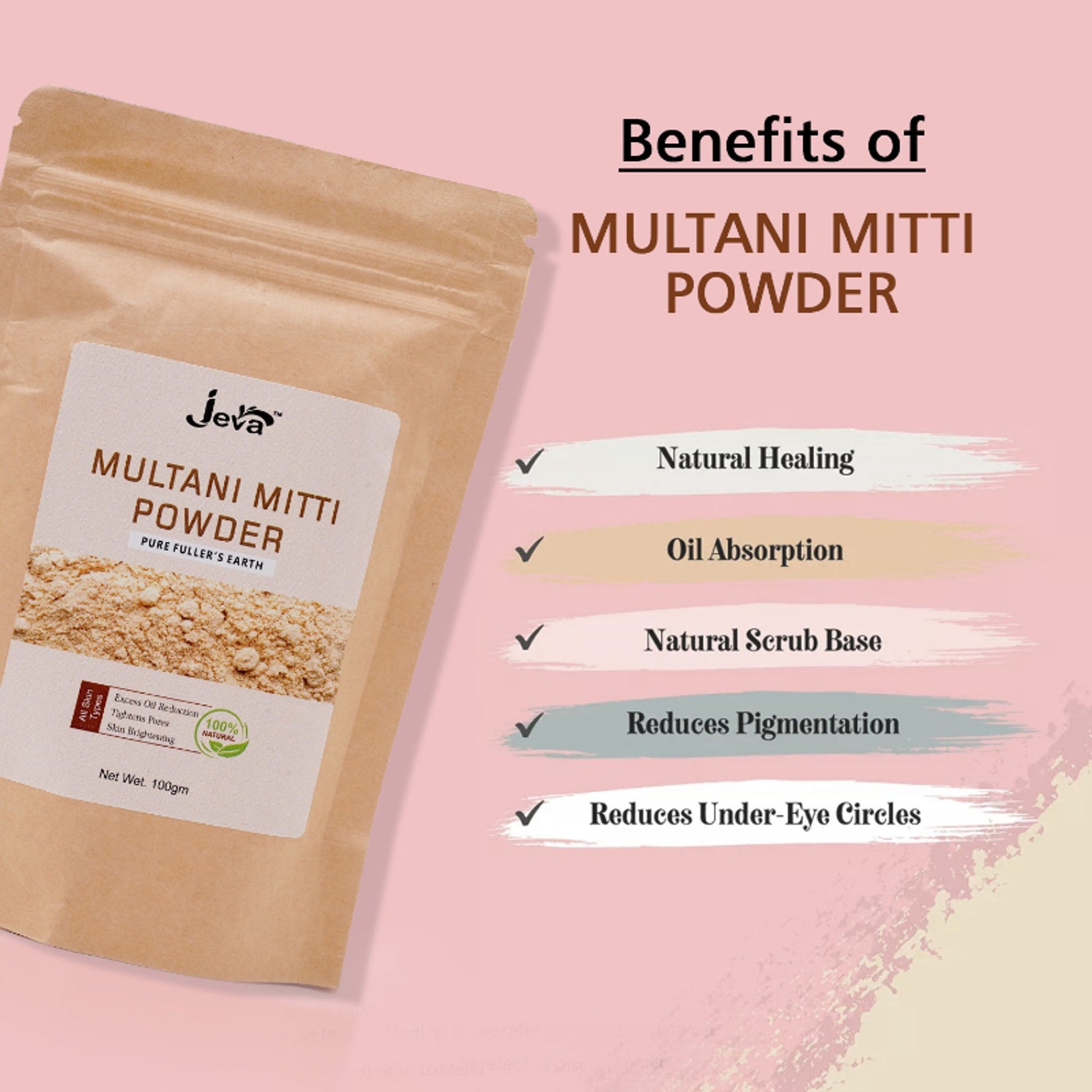 Jeva Multani Mitti Powder Face Pack - Deep Cleansing & Oil Control